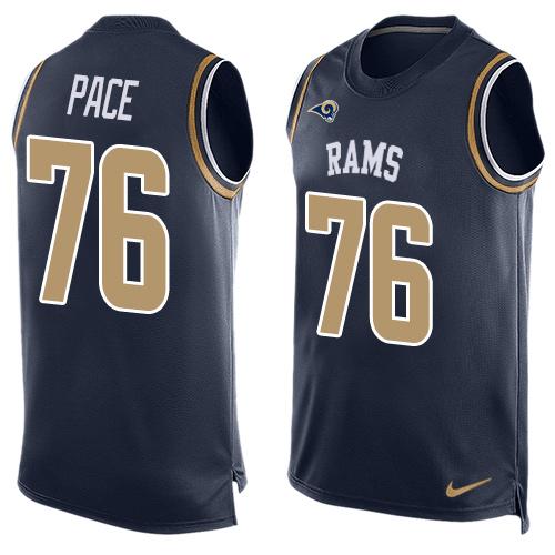 Nike Rams #76 Orlando Pace Navy Blue Team Color Men's Stitched NFL Limited Tank Top Jersey - Click Image to Close